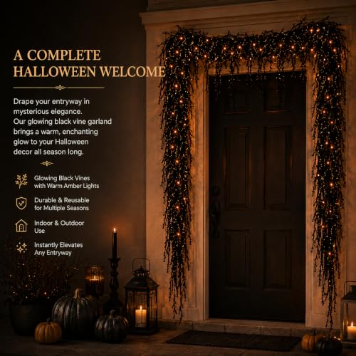 Halloween Spooky Vine Lights Garland for Mantel Door & Window - 3.3ft
