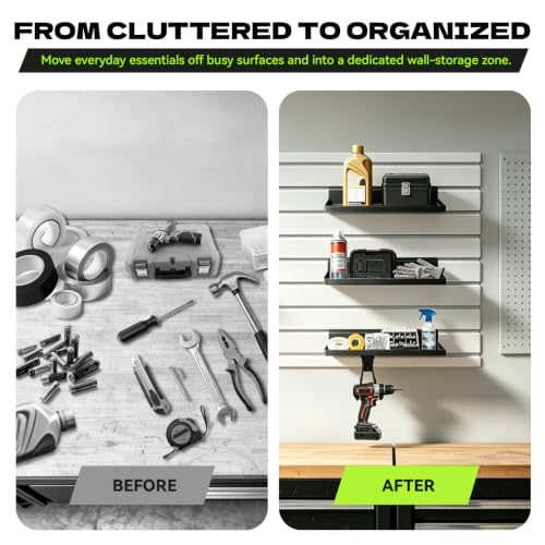 Garage Storage Shelves 2 Pack Compatible with Gladiator GearTrack & GearWall - Solid Metal Wall Shelving for Garage Organization