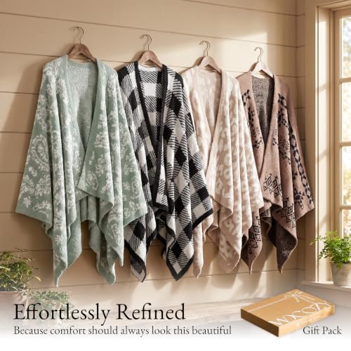 WDCOZY Wearable Blanket Poncho - Warm Soft Adults Cape Black Leopard
