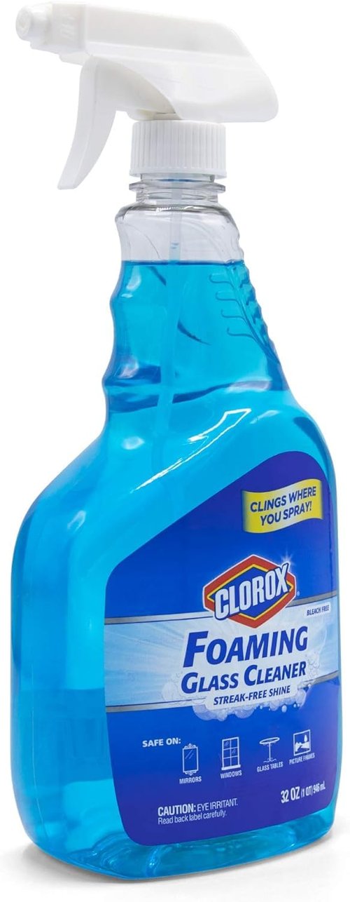 Clorox Foaming Glass Cleaner Trigger Spray, Streak Free No Drip Formula for Windows, Mirrors, and Glass Surfaces, All Purpose Household Cleaning Spray in Fresh Scent, 32 Ounce - 2 Pack