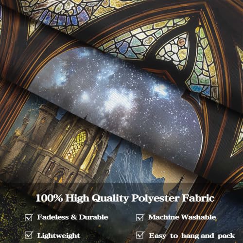 Fantasy Forest Mountain Castle Tapestry 48x36 Inch Wall Decor