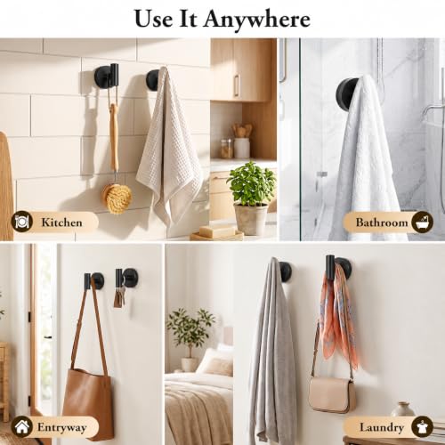 Black Suction Cup Wreath Hanger for Front Door and Glass Windows - No Drill Hooks