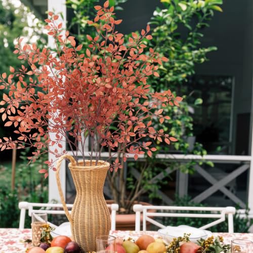 4 Pcs Artificial Fall Nandina Branches for Vase Decor - Autumn Leaves