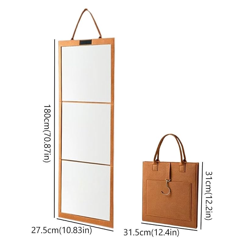 Folding Mirror Bag with Hanging Hook and Storage Pockets - White 12" x 12" Variation