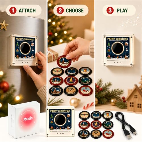 Christmas Vinyl Player Fridge Record NFC Music Box Set - Variation A