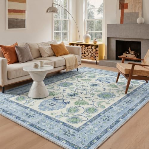 Blue Green Washable Runner Rug 2x5 Non Slip Hallway Bathroom Kitchen