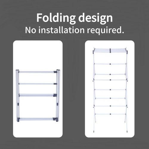 Maomo Metal Drying Rack - Tool-Free Installation, Space-Saving Telescoping Design, 16.93-29.92 Inches Wide, White