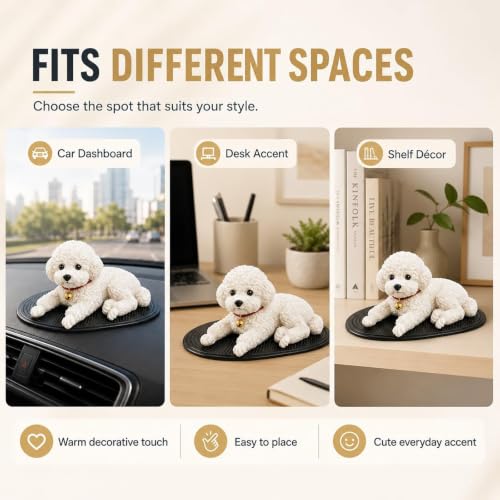 Silicone Dog Dashboard Decoration for Car - Teddy Puppy Figurine (#C)