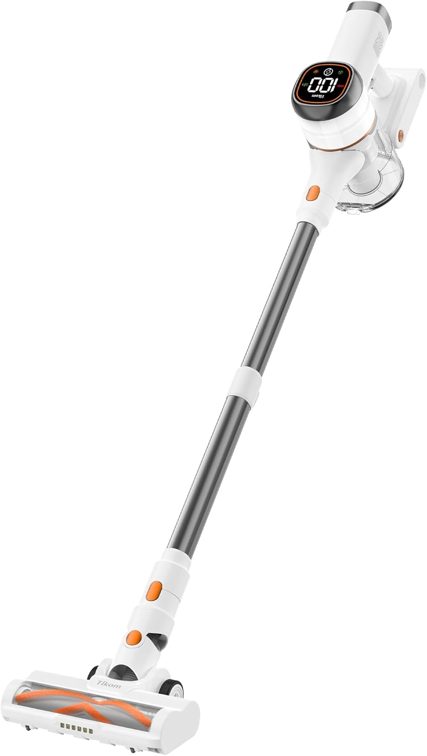 Tikom V500 Cordless Vacuum Cleaner - 40000Pa Suction, LED Touch Screen, Lightweight Design for Pet Hair & Hard Floors
