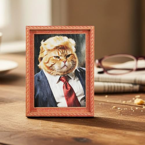 President Cat Fridge Magnets Set - Funny 3D Wooden Magnetic Art Decor for Refrigerator Garage or Kitchen - 2 Pieces (Variation: President Cat)