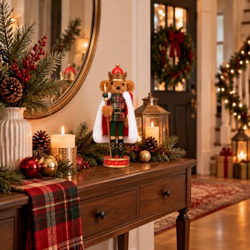 Hand-Painted Wooden Nutcracker King Christmas Decor - Regal Festive Figure
