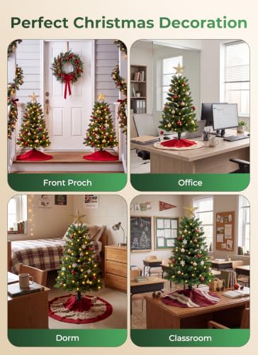 3FT Artificial Small Christmas Tree - Prelit Mini Tabletop Tree, Green, 3ft - Brightown