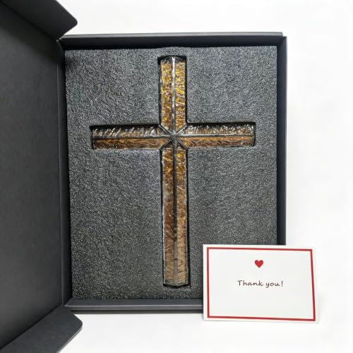 Handmade Stained Glass Cross Suncatcher - Religious Wall Decor, 11.22in Christian Gift
