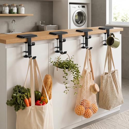 Black Fireplace Stocking Holder Set - Adjustable Metal Garland Hangers