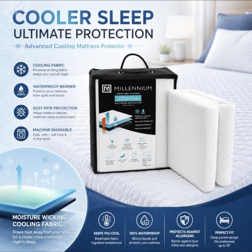 Waterproof Mattress Protector King Size Cooling Bed Cover Noise-Free