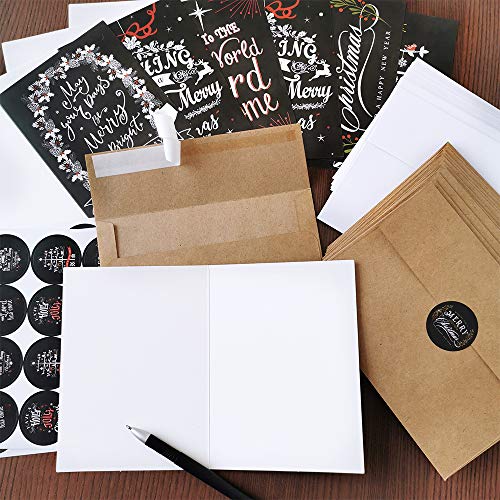 120 Pcs Christmas Greeting Cards with Envelopes & Stickers Bulk Holiday Set