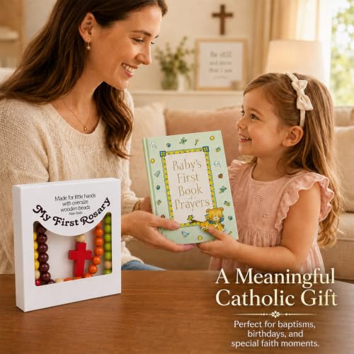 Baby Baptism Gift Set with First Rosary and Prayer Book - Keepsake Religious Gift