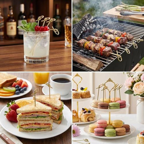 4.7 Inch Bamboo Cocktail Picks - 200 Pack for Appetizers & Drinks