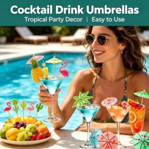180PCS Cocktail Umbrellas and Picks Set for Drinks & Party Decor