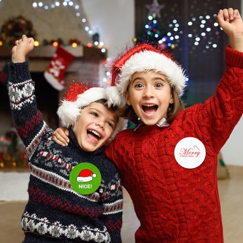 Christmas Naughty or Nice Stickers 48 Pack - Holiday Gift Labels for Kids & Adults
