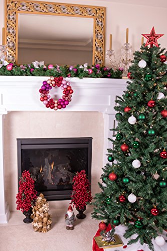 Clever Creations 13 Inch Artificial Christmas Wreath with Pink & Purple Bulbs - Front Door Decor