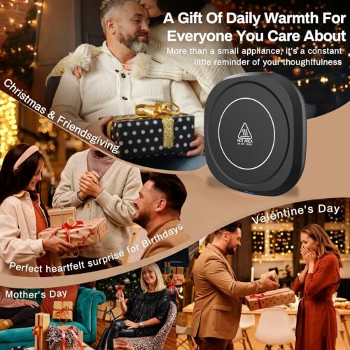 Coffee Cup Warmer with 3 Temperature Settings, 4-Hour Auto Shut-Off - Black