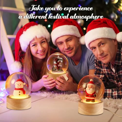 Christmas Snow Globe Kit with Wooden Base 3.9 Inch DIY Holiday Decor - 12 Pieces