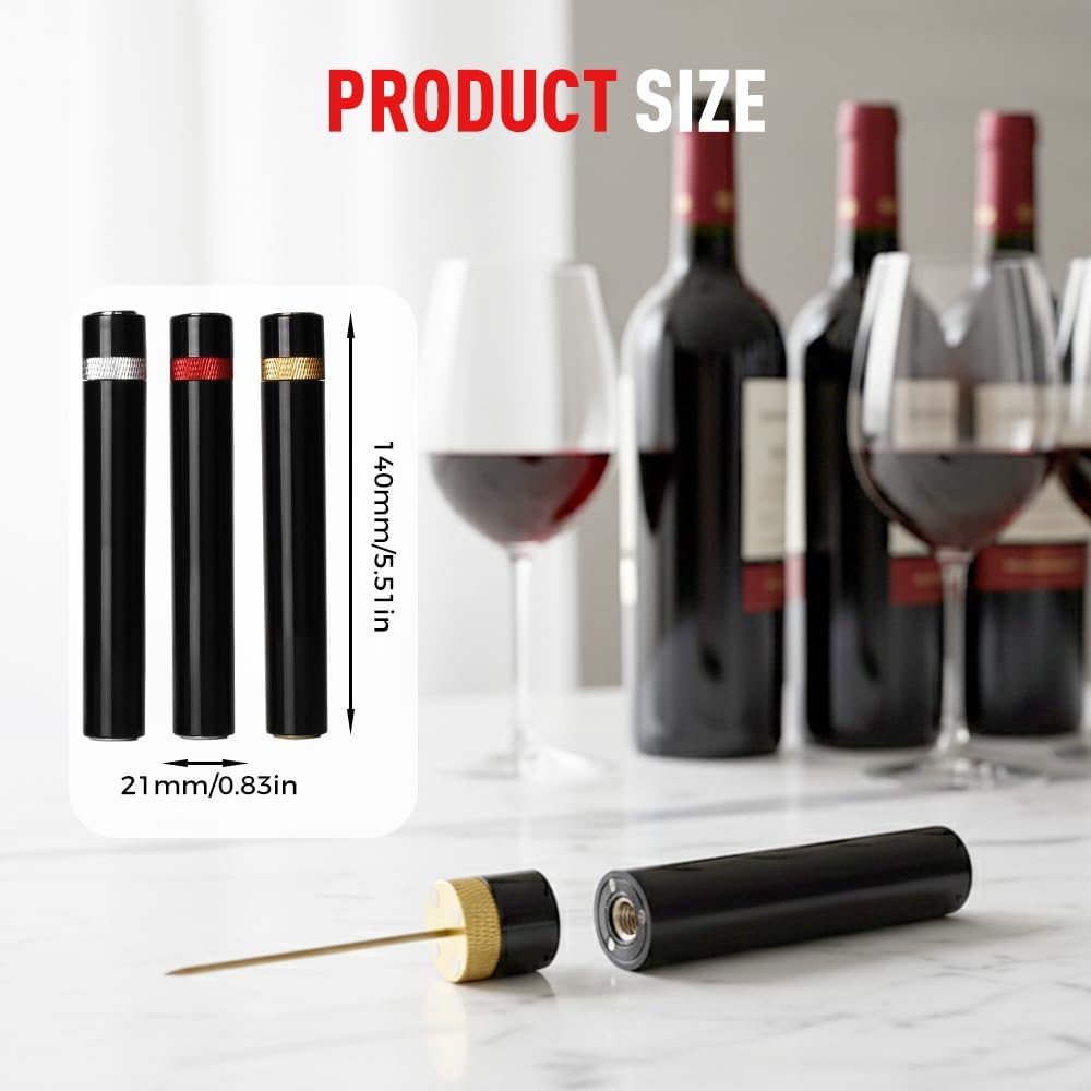 Wine Bottle Opener, Pocket Air Pressure Pump Wine Bottle Opener, Portable Wines Cork Open Bottles Tool, Mini Travel Corkscrew Quick Bottles Opening for Home Restaurant Party (Gold)