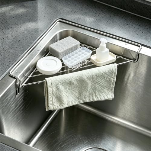 2-Pack Stainless Steel Corner Sink Shelf Space Saving Dish Drying Rack