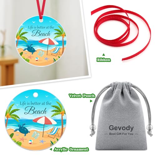 Beach Themed Christmas Ornament Gift for Beach Lovers, Acrylic Hanging Decor