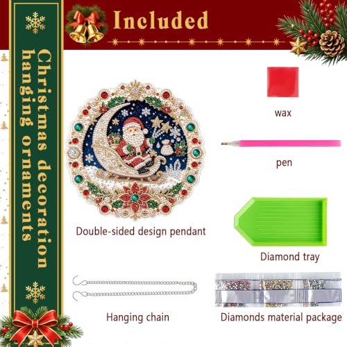 Christmas Pearl Art Ornament Kit - Santa Moon & Holiday Designs - D Variation