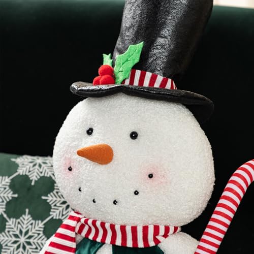 Snowman Christmas Decoration - 60 Inch Tall Fabric Holiday Ornaments with Dangle Legs