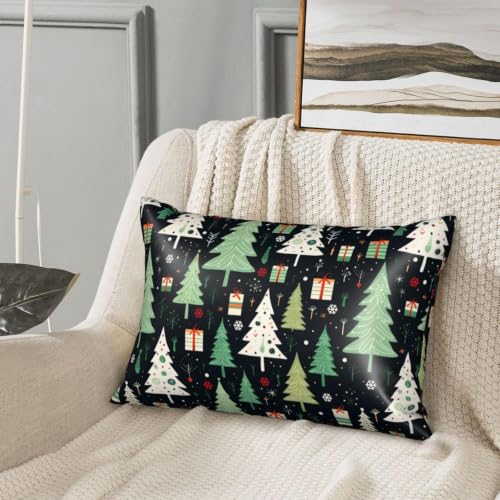 Christmas Satin Pillowcase for Hair and Skin - Green Silk Queen Size 20x30 with Zipper
