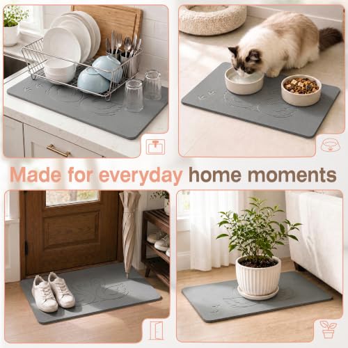 Diatomaceous Earth Bath Mat with Swan Pattern - Quick Dry, Non-Slip Bathroom Rug