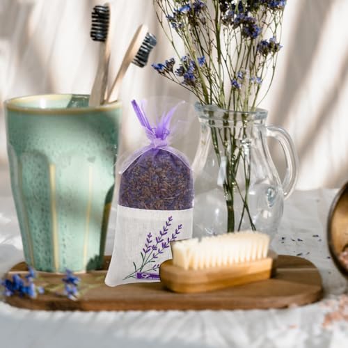 Lavender Sachet Bags 30pcs - Purple Organza Drawstring Pouches for Dried Flowers & Fragrance