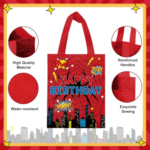 Reusable Cartoon Spider Gift Bags - 20 Pack for Birthday Party Favors