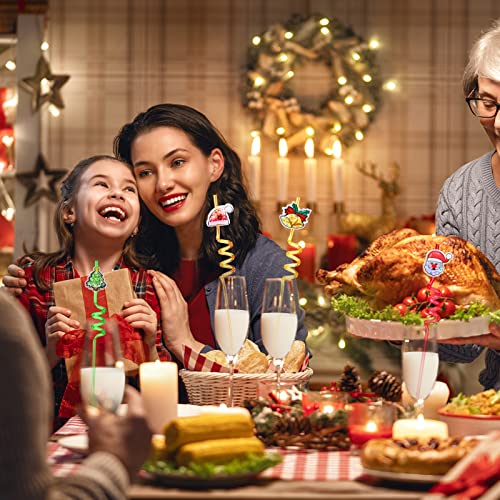 Christmas Glitter Drinking Straws Party Favors - 25 Pack with Cleaning Brushes