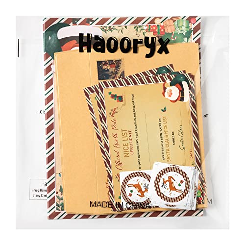 Haooryx Christmas Postcards Bulk Letter from Santa Claus Certificates 40Pcs
