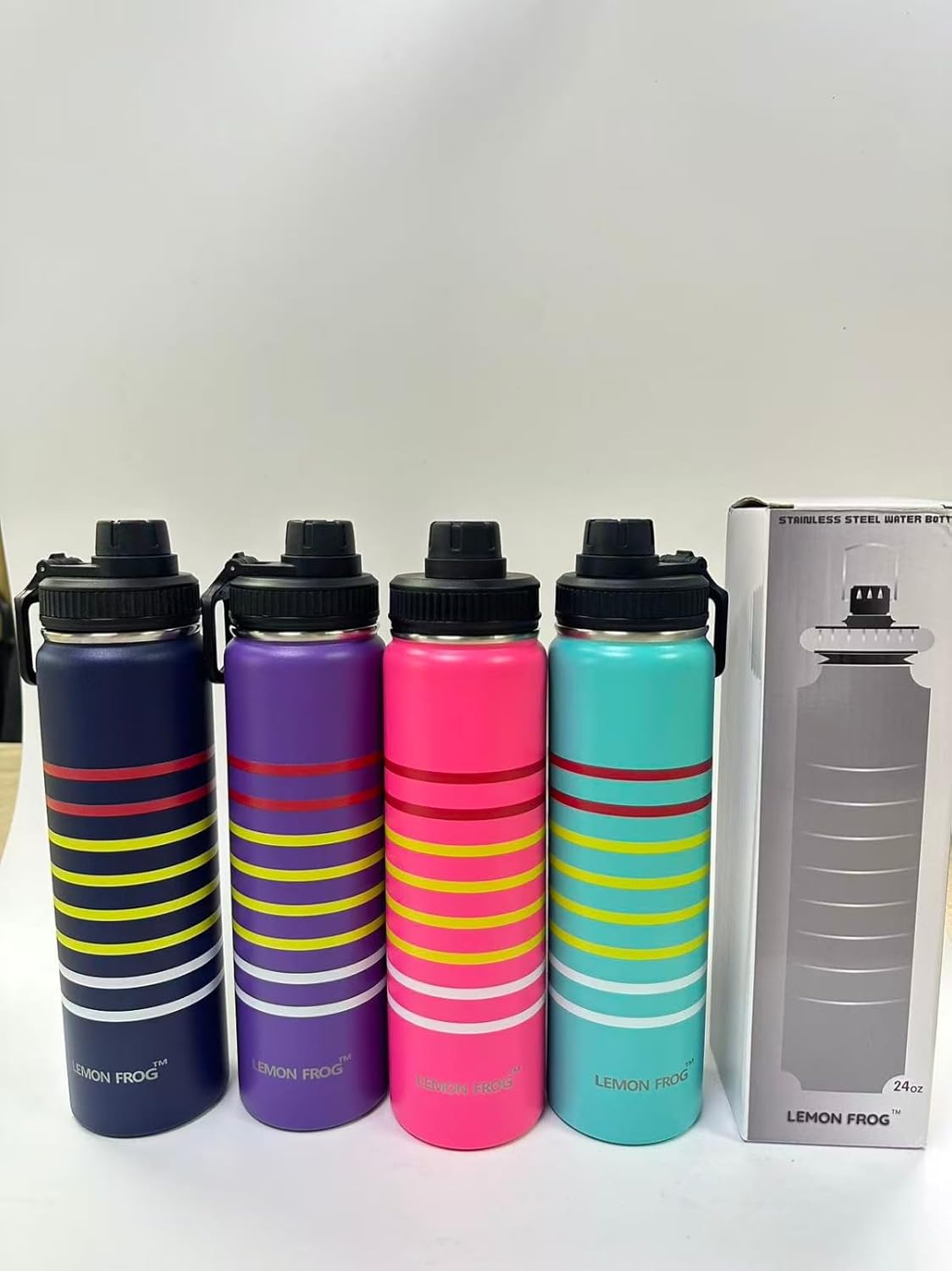 Stainless Steel Water Bottle - 24oz Double Insulated, Leak-Proof, BPA-Free | Keeps Drinks Cold for 24Hrs, Hot for 12Hrs - Denim Blue