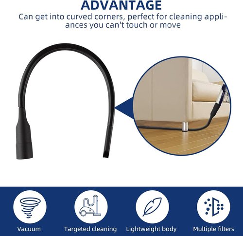 Flexible Vacuum Crevice Tool - 25" Attachment for 1-1/4" or 1-3/8" Hoses | Perfect for Tight Spaces