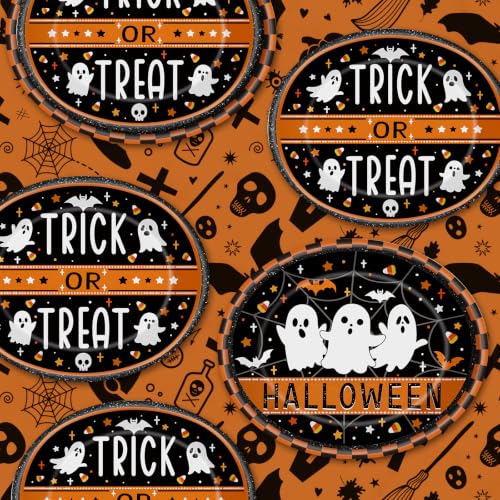 Halloween Ghost Paper Plates & Bowls Set - Disposable Tableware for Party, 50 Pieces