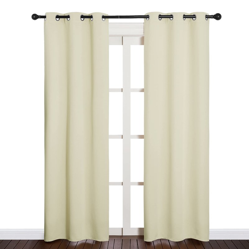 NICETOWN Blackout Curtains for Bedroom, Thermal Insulated Curtains & Drapes with Grommet Top for Living Room, Privacy Window Treatment Draperies (Beige, 34 W by 84 L, Set of 2)