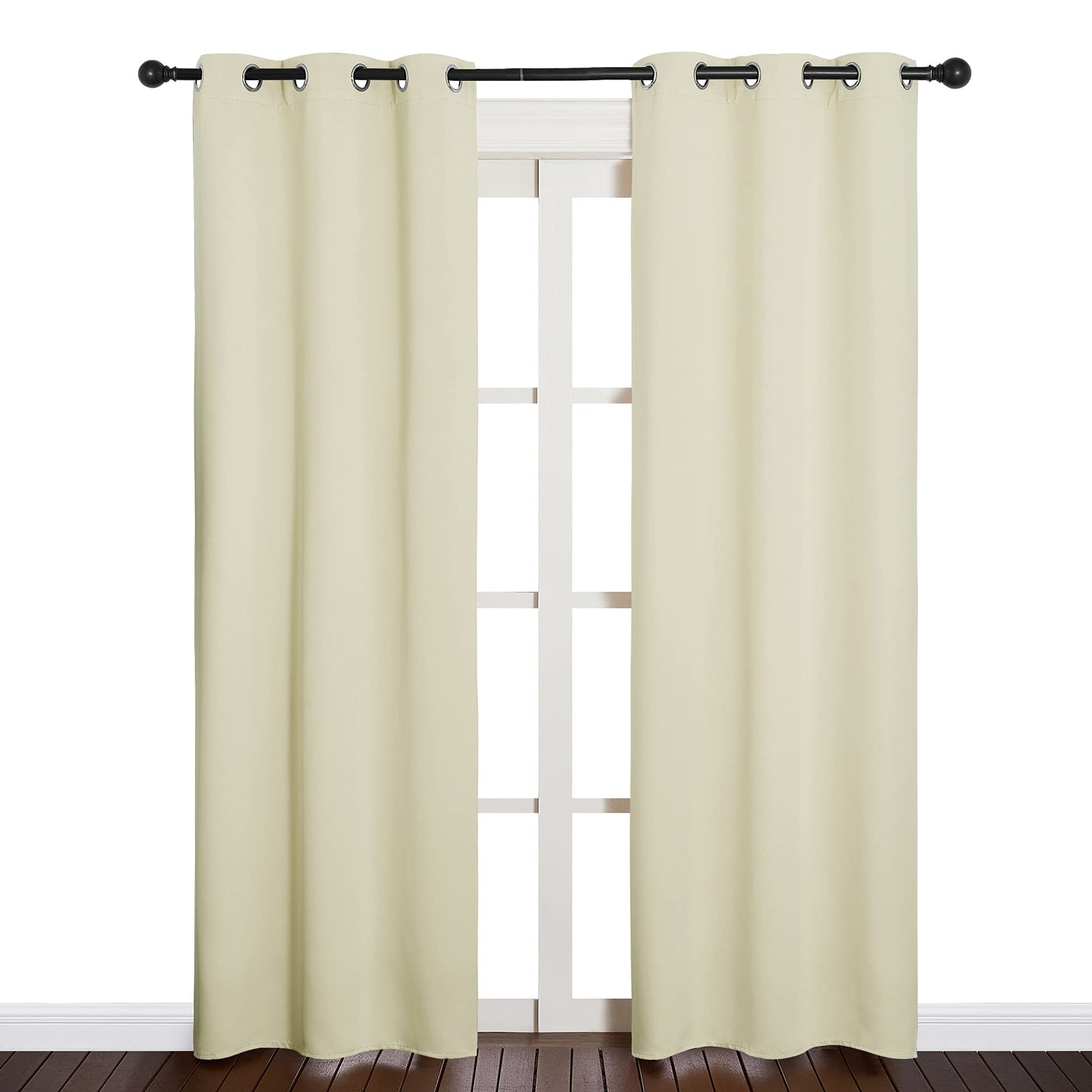 NICETOWN Blackout Curtains for Bedroom, Thermal Insulated Curtains & Drapes with Grommet Top for Living Room, Privacy Window Treatment Draperies (Beige, 34 W by 84 L, Set of 2)