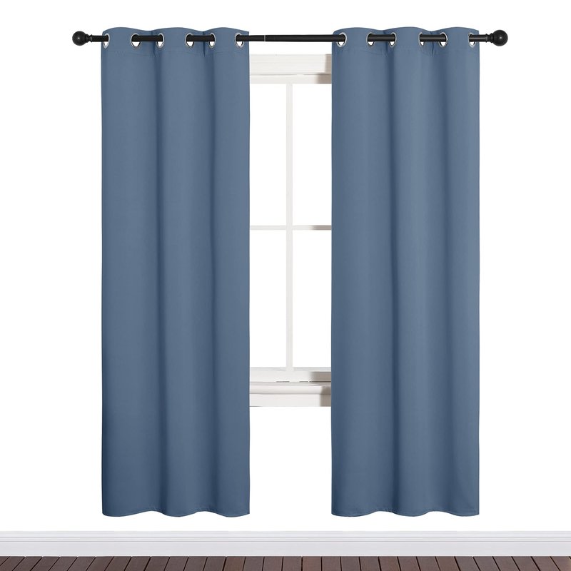 NICETOWN Blackout Curtains for Bedroom, Home Decoration Thermal Insulated Noise Reducing Curtains & Drapes for Boys Room, Privacy Panels (Stone Blue, 34" Wide by 72" Long)