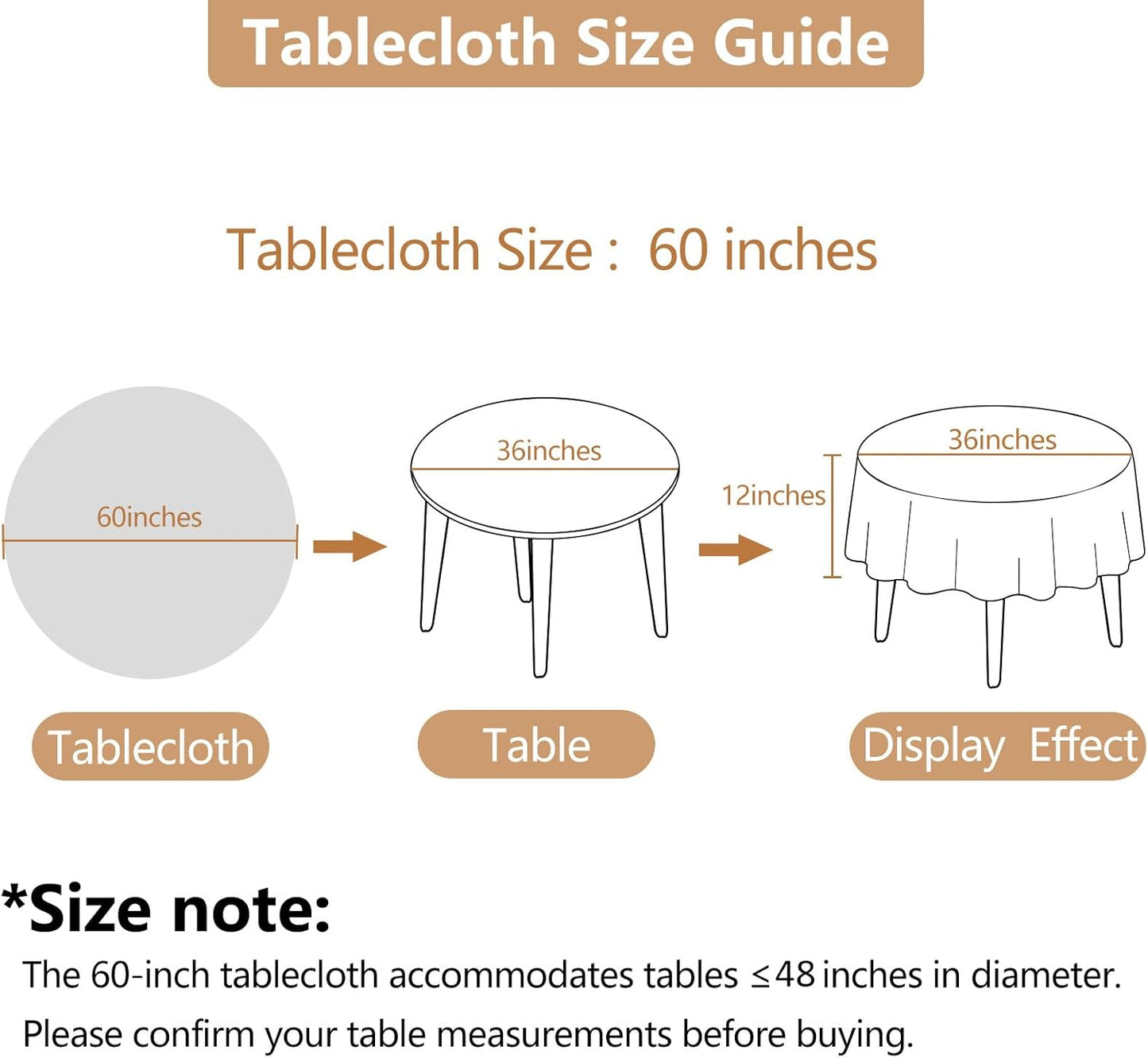 Textured Round Tablecloth - 60 Inch Beige, Water-Resistant Faux Linen for 2-4 Seat Dining Tables