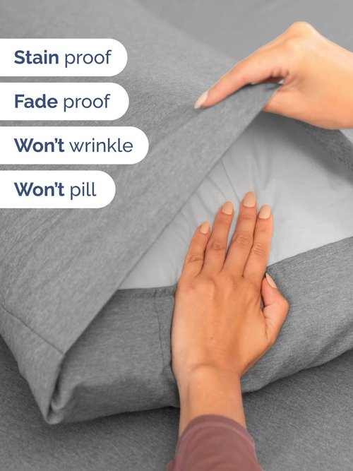 Extra Deep Twin Sheet Set - 4 Piece Breathable and Cooling Sheets - Hotel Luxury Bedding for Women, Men, Kids & Teens - Easy & Secure Fit - Soft and Wrinkle Free - Extra Deep Pockets - Heathered Grey