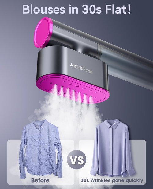 Jack & Rose Travel Steamer for Clothes,100-220V Portable Iron,15s Heat Up,Steamer & Iron 2 In 1, Travel Size,Large Ceramic Heat Panel,for Global and Europe