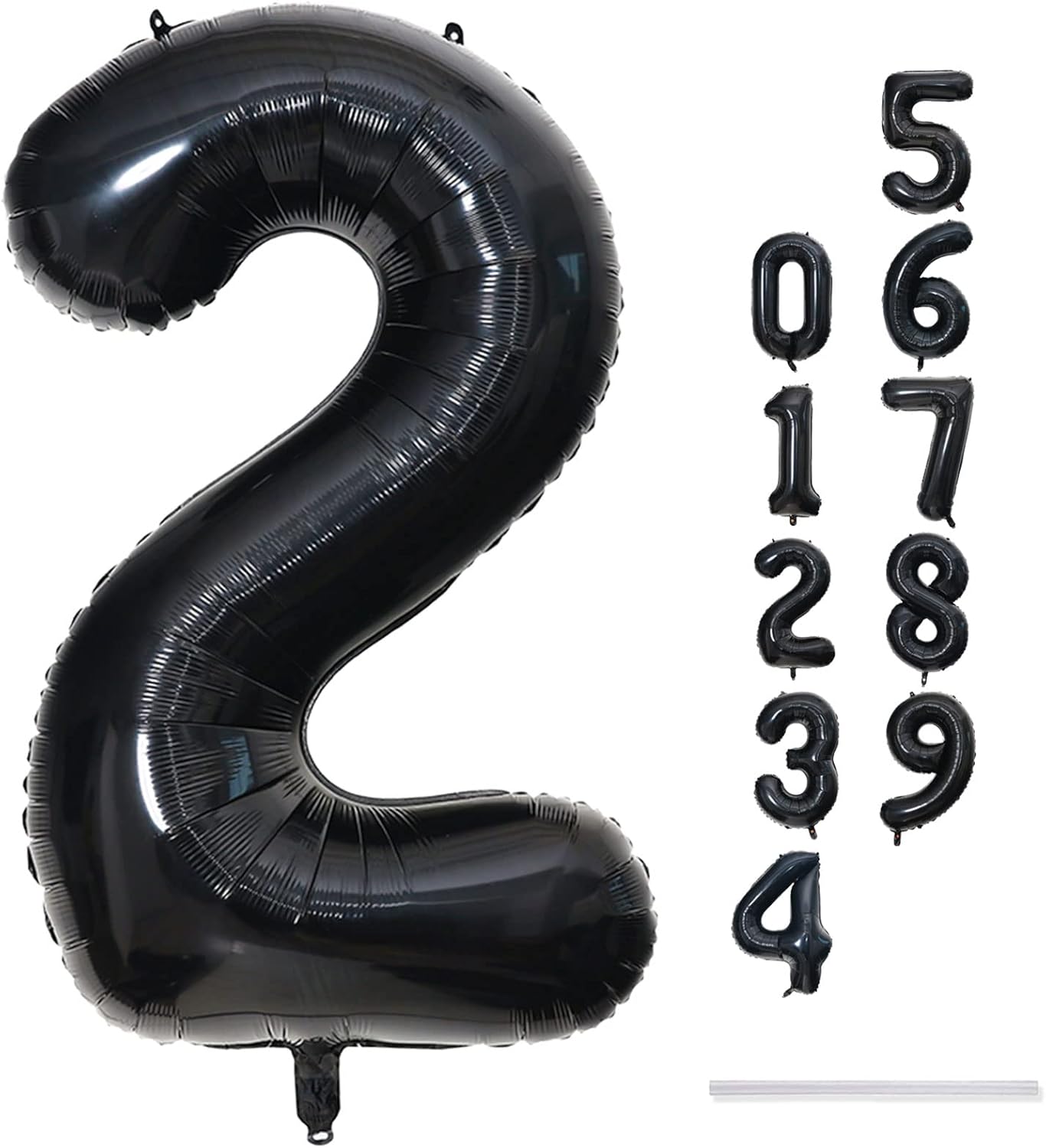 Skiennix Black Foil Number 2 Balloon - 40'' Giant Self-Inflating Helium Balloon for 2nd Birthday & Celebrations