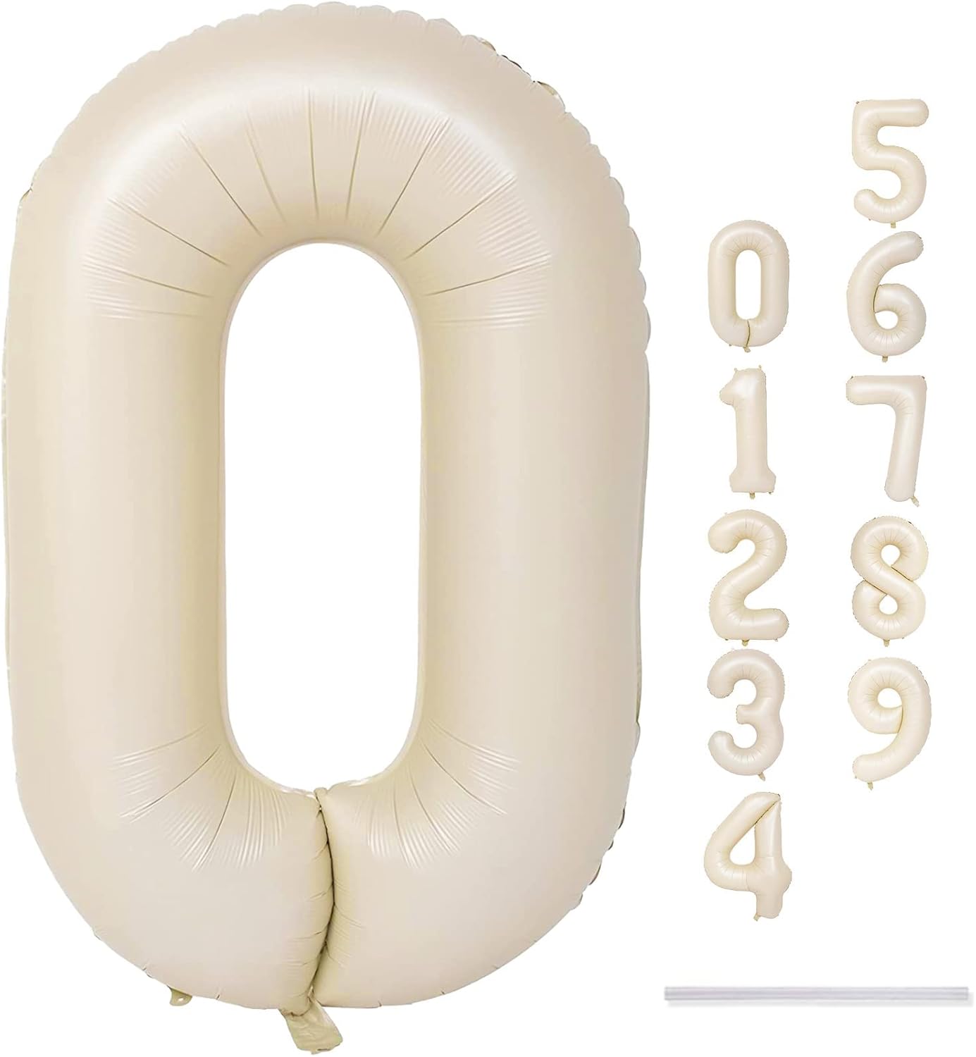 Skiennix 40-Inch Cream Number Balloons - Self-Inflating Beige Foil 0 for Birthday & Anniversary Celebrations