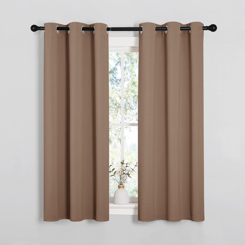 NICETOWN Window Draperies Room Darkening Curtain Panels, Window Treatment Thermal Insulated Solid Grommet Drapes for Bedroom (One Pair, 34 by 54 inches, Cappuccino)